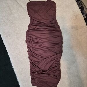 Windsor Strapless Brown Ruched Dress